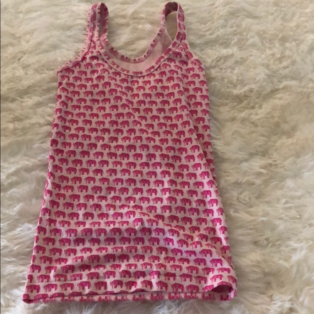 Pink elephant graphic tank top